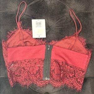 Topshop Lace Bralette Crop Top burgundy